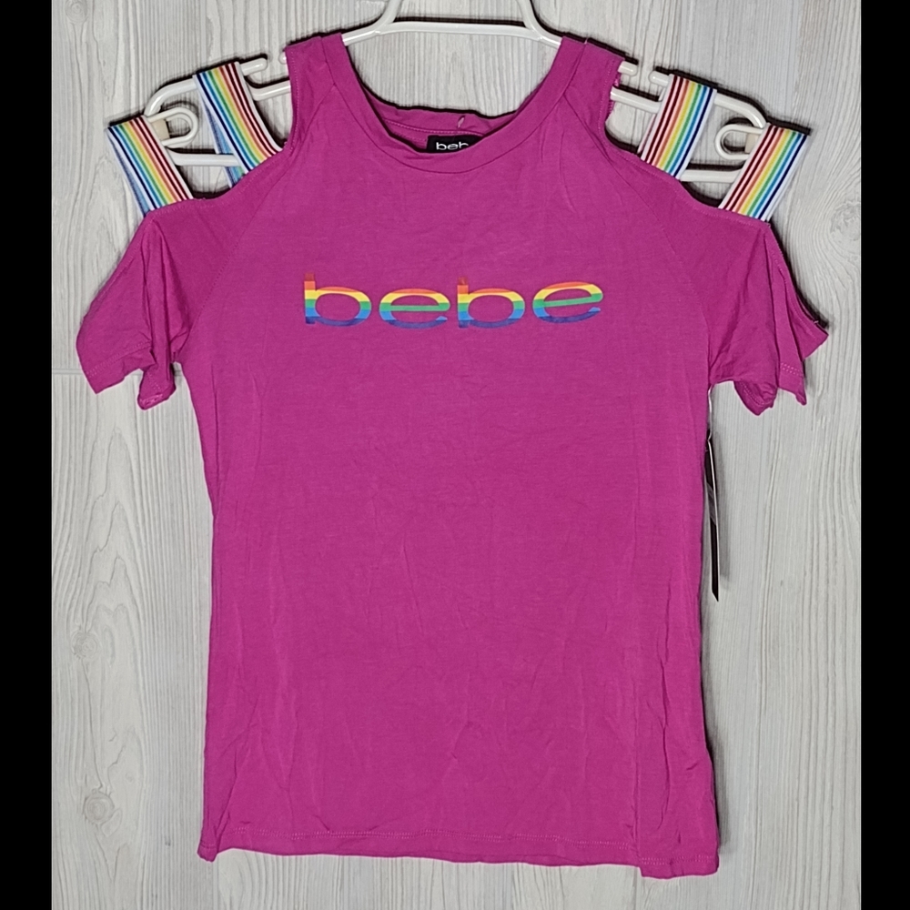 Bebe Rainbow Cold Shoulder Shirt!